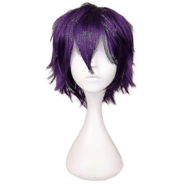 [RM] Moderne kort lige cosplay-kostumeparyk til mænd black purple