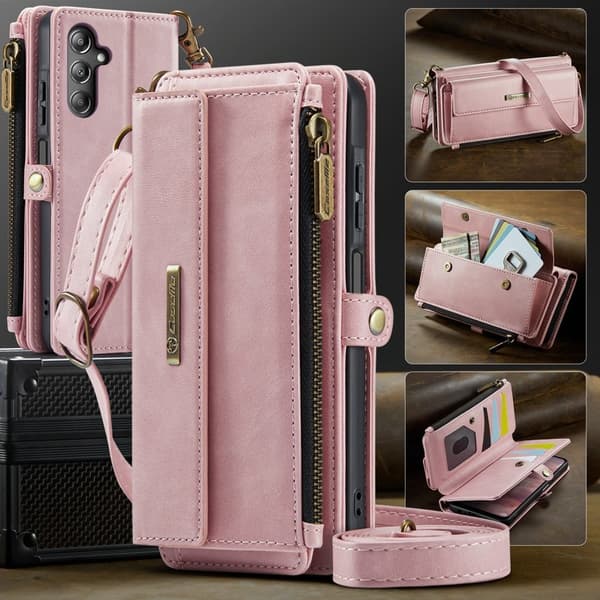 CASEME Kunstlæder Pungcover til Samsung Galaxy A15 5G - Rosa