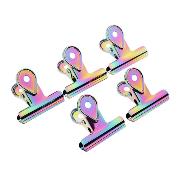 5 st Regnbågsfärgade Bulldog Gem Klämmor Kontorspärmklämma 5 cm