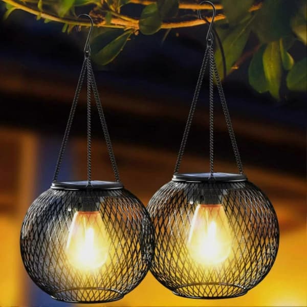 [RM]Solarlanterne med krog – 1.2V & korrosionsbestandig – til camping & balkon – varmt lys & holdbar B