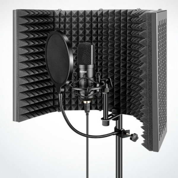 Broadcast Vocal Recording Kondensatormikrofonsats med isoleringsskärm