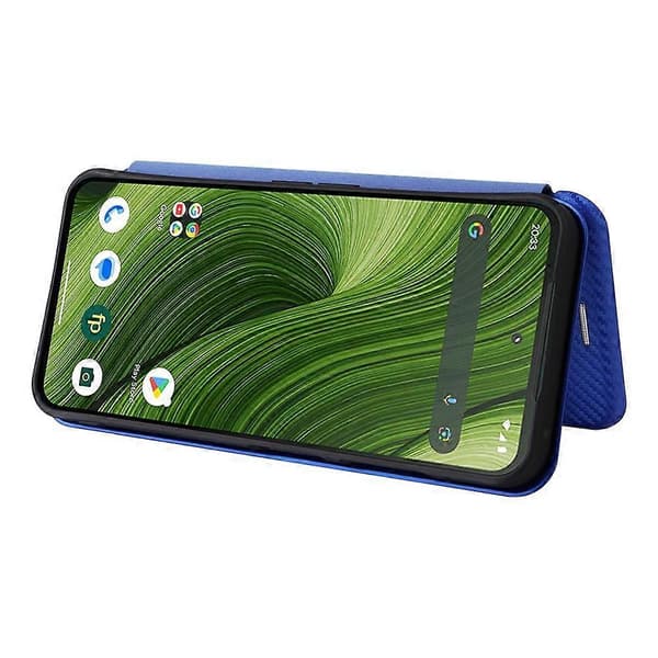 Kompatibelt fodral för Fairphone 6 med kolfibertextur och stötsäkert PU-läder Blue