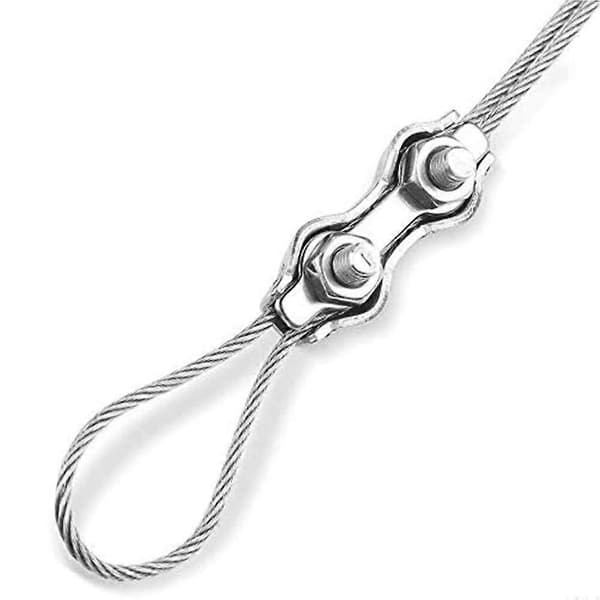 12 stk. Duplex-kabelklemmer, Duplex-kabelklemme, M2-kabelklemme, 304 rustfrit stål, til 2 mm wirekabler, sølv