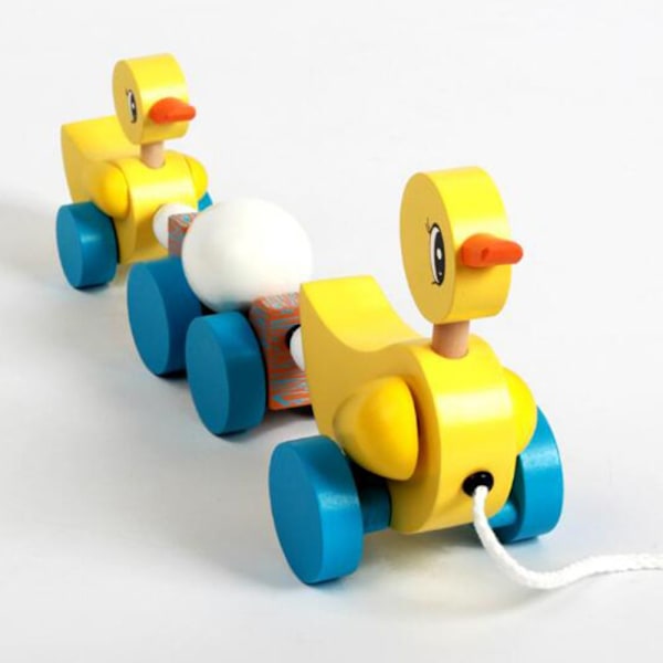 Träleksak Att Dra Efter Sig Tupp Knack Krypande Gående