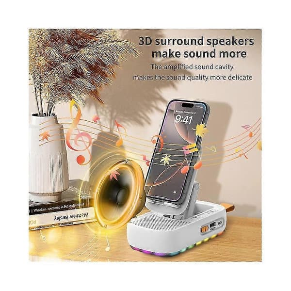 F15 Multifunktionel Sammenklappelig Roterende Skrivebords Telefonholder Bluetooth-kompatibel Højttaler Powerbank Black