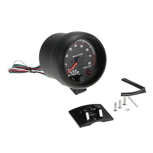 3,75\" Universal Black Car Tachometer with White Shift Light 0-8000 RPM