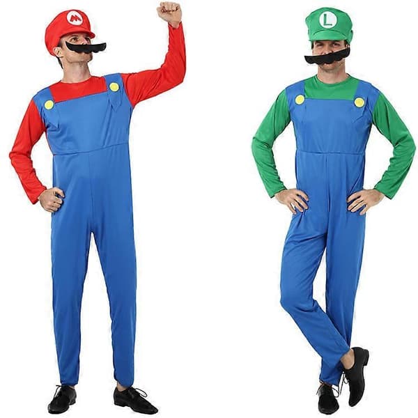 Cosplay Mario -asu (punainen miehille, koko L aikuisille)