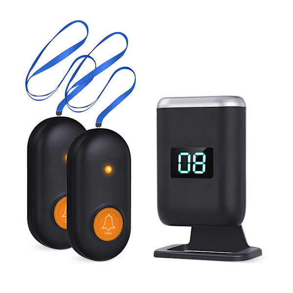 [RM]Caregiver Pager Wireless Call Button Compatible with Elderly, Alert Button Compatible with Seniors with Vibration, LED Display