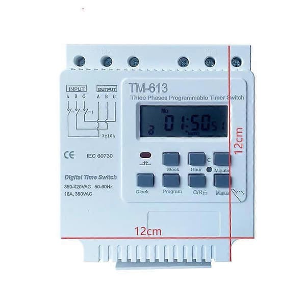 TM-163 Trefas 380V/16A Intelligent Digital Veckoprogrammerbar Strömbrytare med Timerfunktion