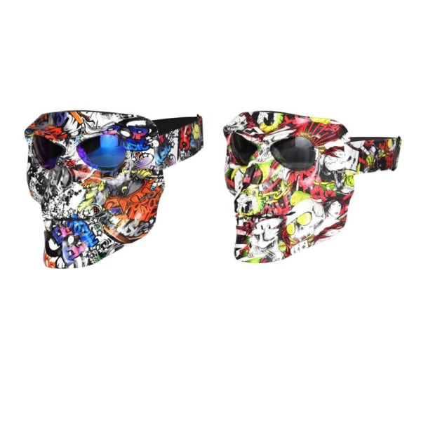 2 delar Nya Motorcykel Skull Mask Goggles Motocross Goggles Röda + Svarta Goggles