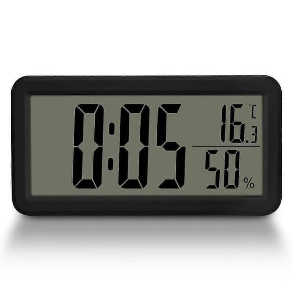LED-väggklocka, 15 cm digital väckarklocka - LED-klocka med inomhustemperatur och luftfuktighet, väggmontering och vikbart stativ color