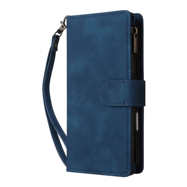 [RM]iPhone 16 Pro Max Case - Crossbody Case with Multiple Card Slots and Zipper Mörkblå