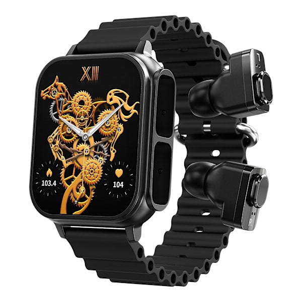 N22 Smartklocka Tws Bluetooth Hörlurar 2 I 1 Hd Display Bluetooth Samtal Smartwatch Vattentät Män Kvinnor Sportarmband Black