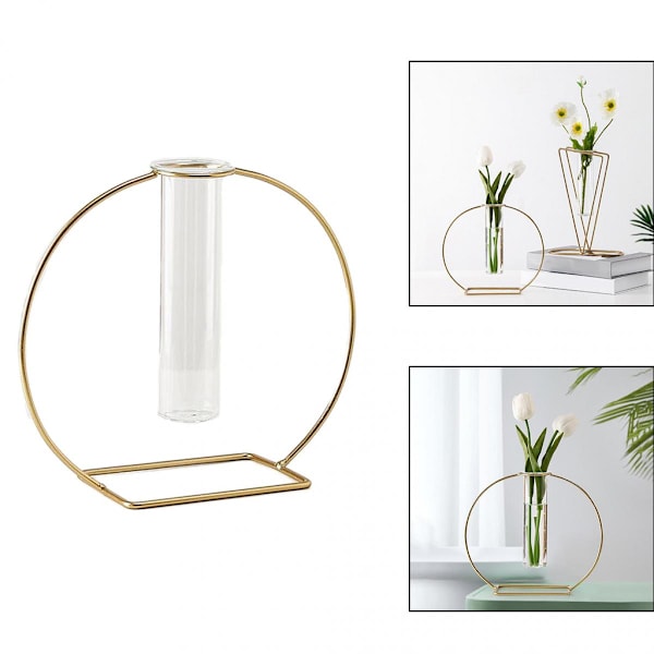 Nordisk Chic Blomväxt Hydroponisk Vas Terrarium Järnram Ornament C