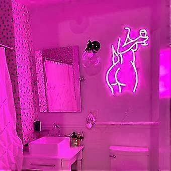 LED Neon Pink Lady Skylt - Dimbar Dekor för Sovrum, Bar, Butik - 16x11 Tum