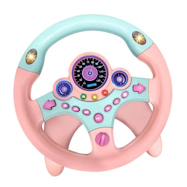 Simulering Co-Pilot ratt med bas för barnbilleksak, rosa