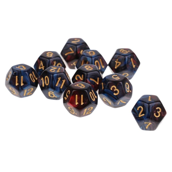 10 st 12-sidiga tärningar d12 polyedriska tärningar för dungeons and dragons bordsspel Röd Blå