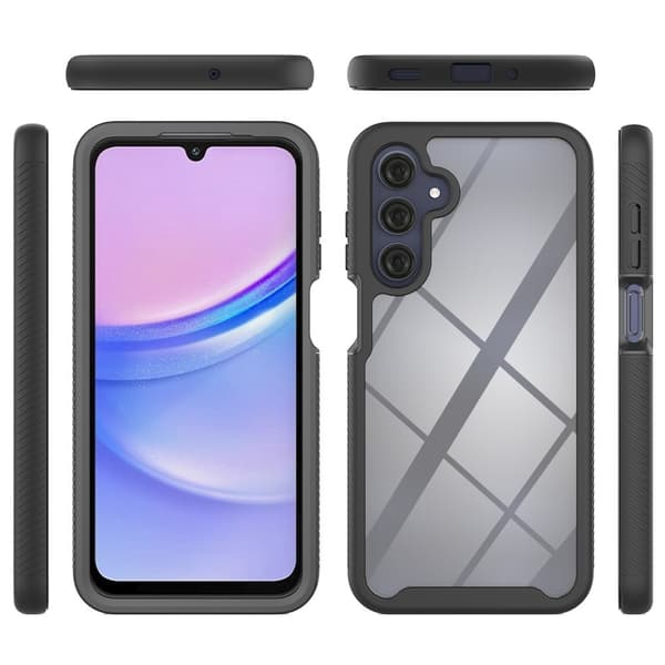 SKALO Samsung A17 Shockproof Clear Hybrid+Screen Protector Case - Black[RM] Svart black