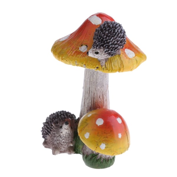 X Harts Fairy Garden Ornament Miniatyr Heminredning Igelkott Orange Svamp