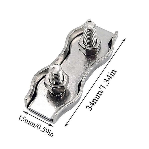 4 stk. rustfrit stål 304 hardware wireklemme Duplex 2-stolpet kabelklemme