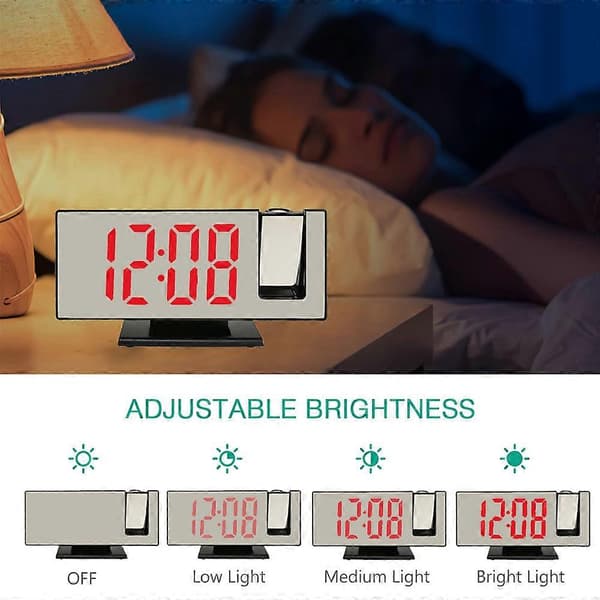 LED projektionsur multifunktionelt digitalt vækkeur med USB-opladning digitalt ur