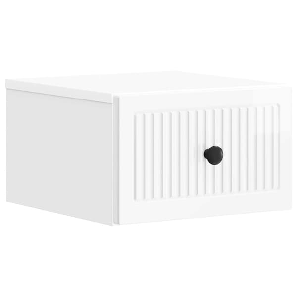 Wall-mounted Bedside Table with Drawer White High Gloss 33 x 34.5 x 20 cm