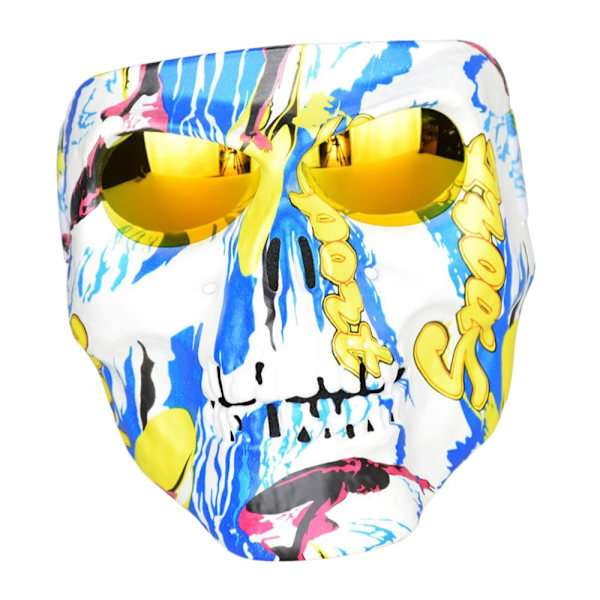Ny Motorcykel Motocross Dödskalle Mask Goggles Färg + Glasögon Blå