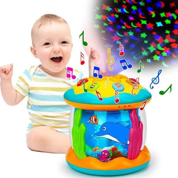 Babyleksaker 1-3 År Bebisar Ocean Ljus Roterande Projektor Musikleksaker Montessori Tidig Pedagogisk Sensorisk Leksak för Småbarnspresenter A