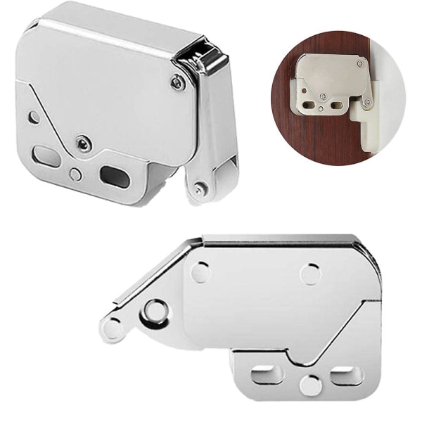 2 st Skåpdörr Skåplås Set Fjäderbelastad Mini Tip Push Catch Release Lås Rebound Självlåsande Anordning För Skåp Skåpdörrar