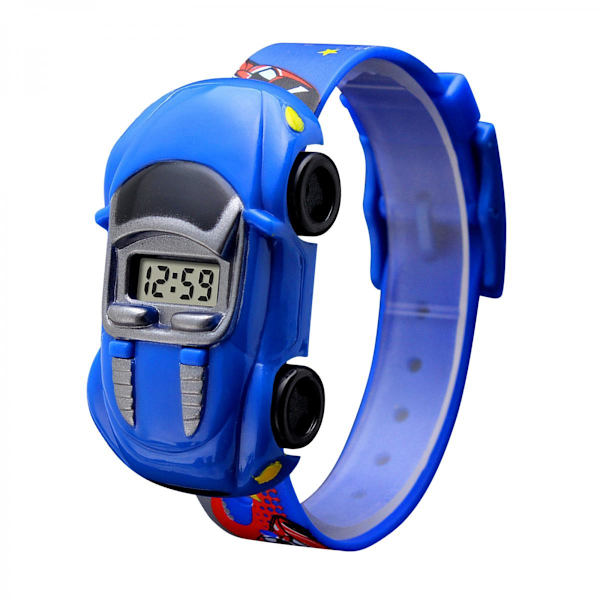 Barnklocka Bil Innovativ Bilform Elektronisk Armbandsur Blå
