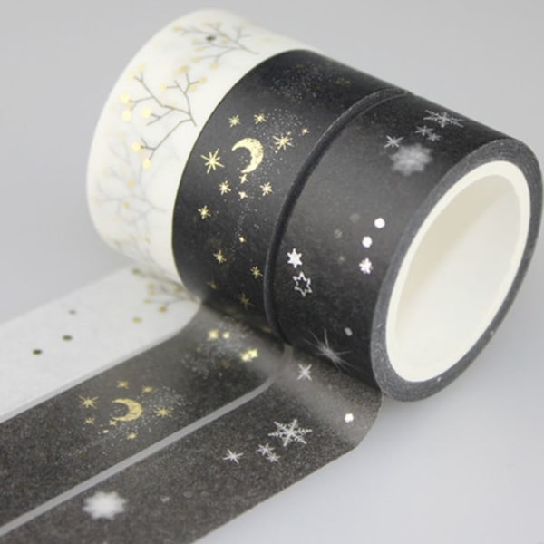 Rullar Dekorativt Glitter Washi Tejp Dekorativt Set DIY Craft Silver Folie