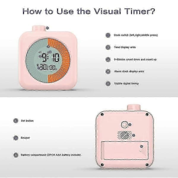 Digital visuel timer 3-i-1 ur med timer 60-minutters nedtællingsstopur til køkkenmadlavning studieundervisning udgave 1031