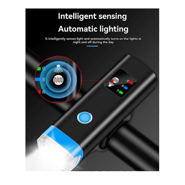 Sykkellys foran, automatisk avslåing, supersterkt, USB-oppladbart sett, LED-sykkellys, vanntett