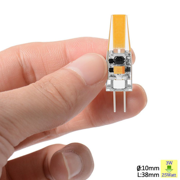 4x G4 3W Dimbar COB LED Lampa 220V Kristall Silikon Lampa 3000K Varm