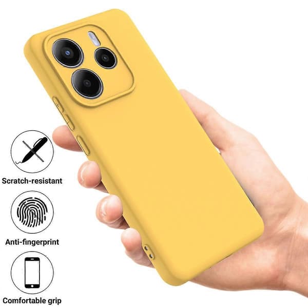 [RM] Enfärgat mobilskal i flytande silikon med full täckning och droppskydd Yellow For Redmi Note 14 5G Global