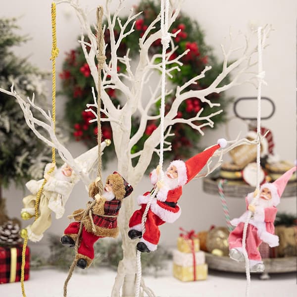 Klatrende julemandsornament - Polyester & PVC - til juletræ A