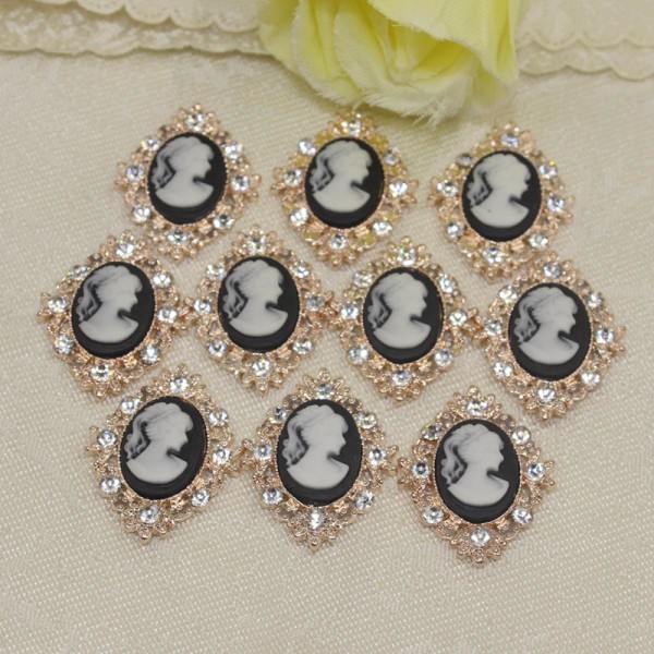 10 st Rhinestone Flat Back Beads Button Scrapbooking Utsmyckning blandad färg