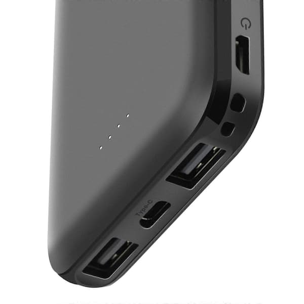 Powerbank 5000 mAh 2 USB-porter og USB C-port hurtiglading Black