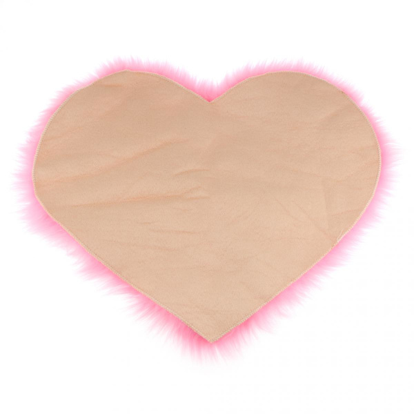 kärleksform lurvig mjuk fårskinnsmatta fuskpälsmatta 5cm lugg rosa