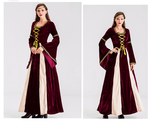 [RM] Middelaldersk renessansekjole Halloween for kvinner M M dark red