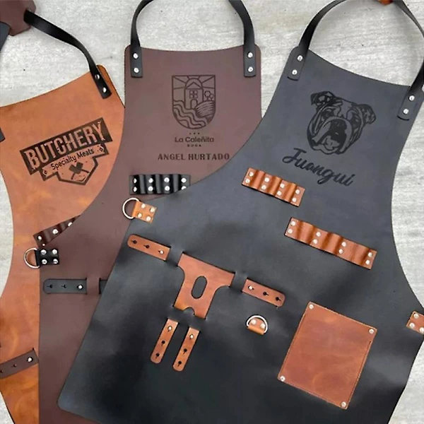 [RM][CA] Personalized Leather Apron (BBQ, Blacksmith, Kitchen, Woodworking, Chef, Butcher) dark brown