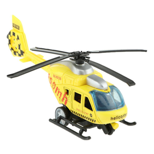 1:43 Skala Helikopter Diecast Modell Leksak Dra Tillbaka Leksak för Barn Pojkar Gul