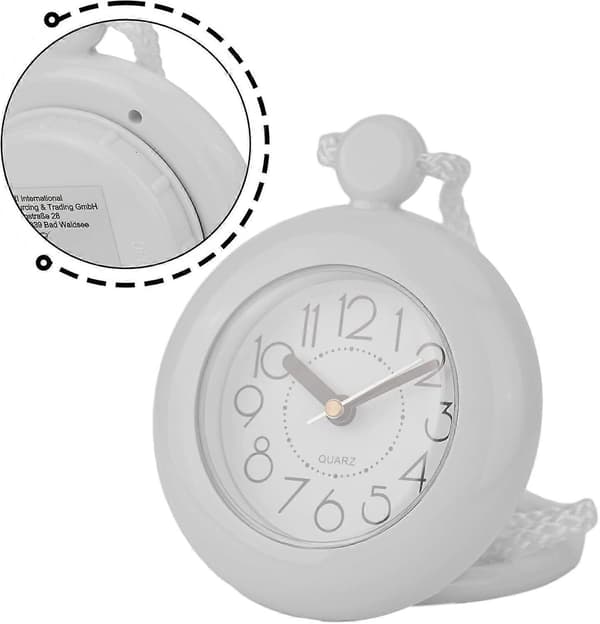 Waterproof Bathroom Clock Analog Quartz with Hanging Rope for Shower Wall and Versatile Use