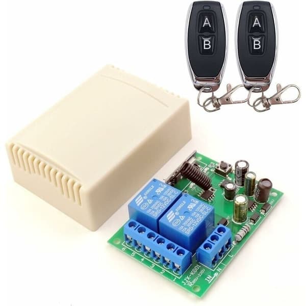 [RM]DieseRC Wireless Remote Control Switch 433 MHz, 2-Channel AC 220V, with Relay Receiver and 2 Remote Controls for Garage Doors, Rolling Shutters - Perfect