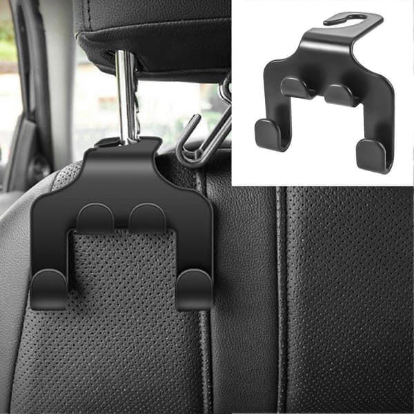 2 stk. bil nakkestøtte krog telefonholder kraftig multifunktionel bilsædeholder organizer biltilbehør Black 2pcs
