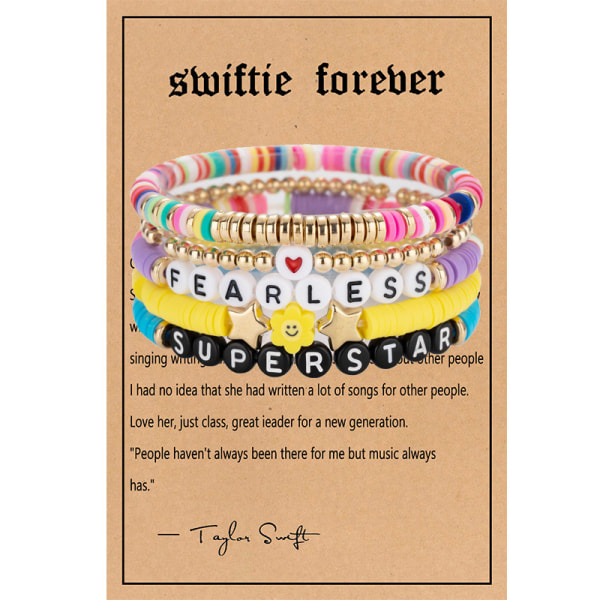 Taylor Swift Musikaliskt Vänskapsbrev Pärlarmband FEARLESS with SUPERSTAR with