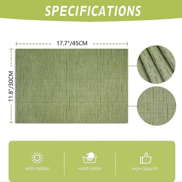 Set med 6 tvättbara bordstabletter, PVC-bordstabletter, 30 x 45 cm