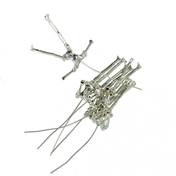 6st mänskliga skelett kropp DIY dockor hängen smycken tibetanskt silver