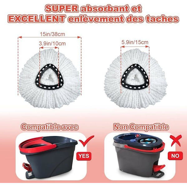 [RM]GFRED 3-pak Microfiber Mop Replacement Compatible with Vileda Turbo 3 in 1 EasyWring and Clean Mop Refill
