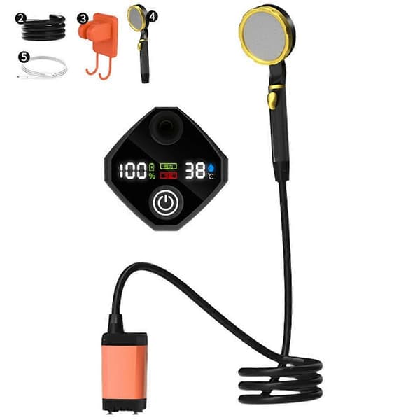 [RM]7800mah Portable Shower Pump Rechargeable Electric Shower Pump Orange